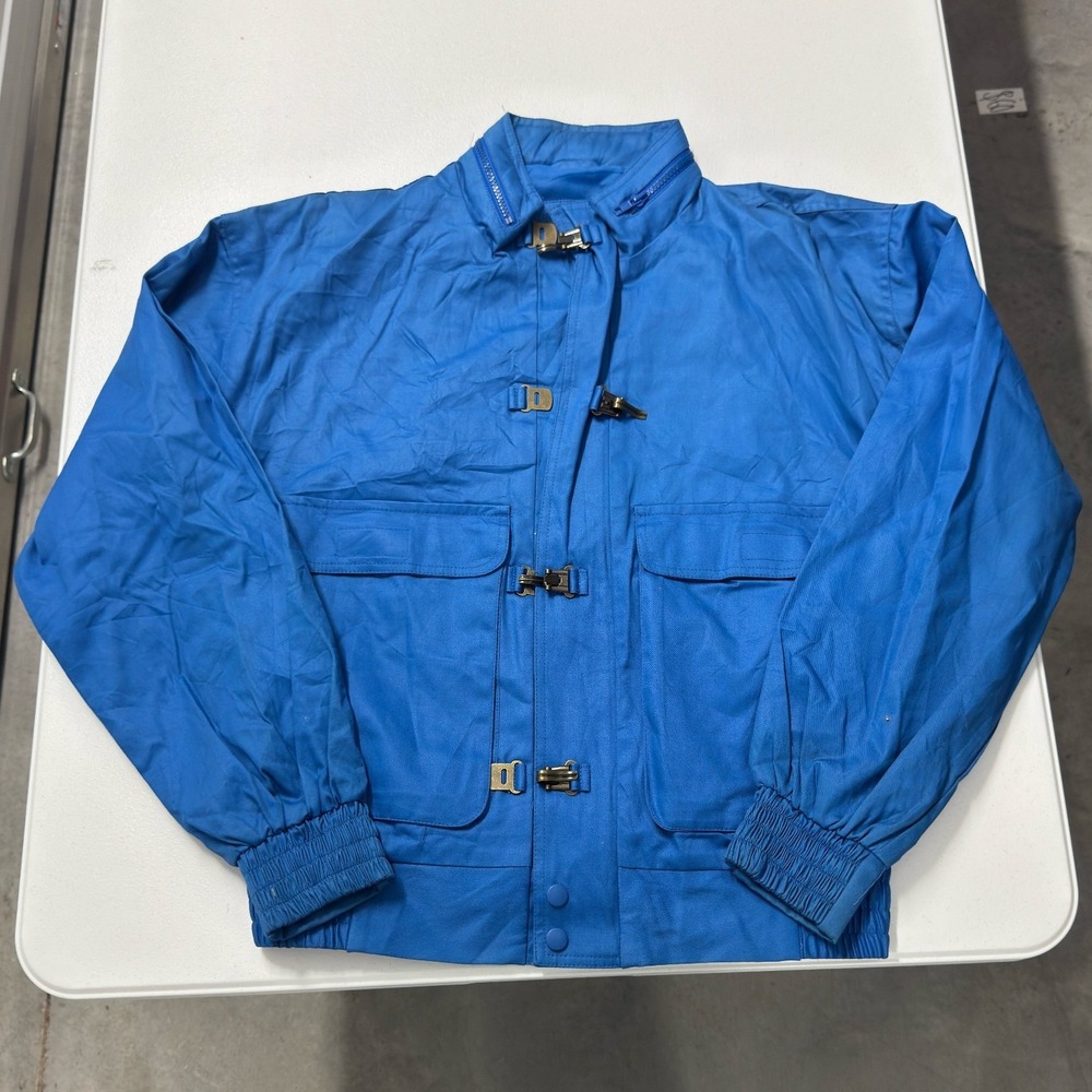Vintage Style Fireman Jacket Mens Blue Excellent Metal Lobster Claw Clasps